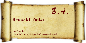 Broczki Antal névjegykártya